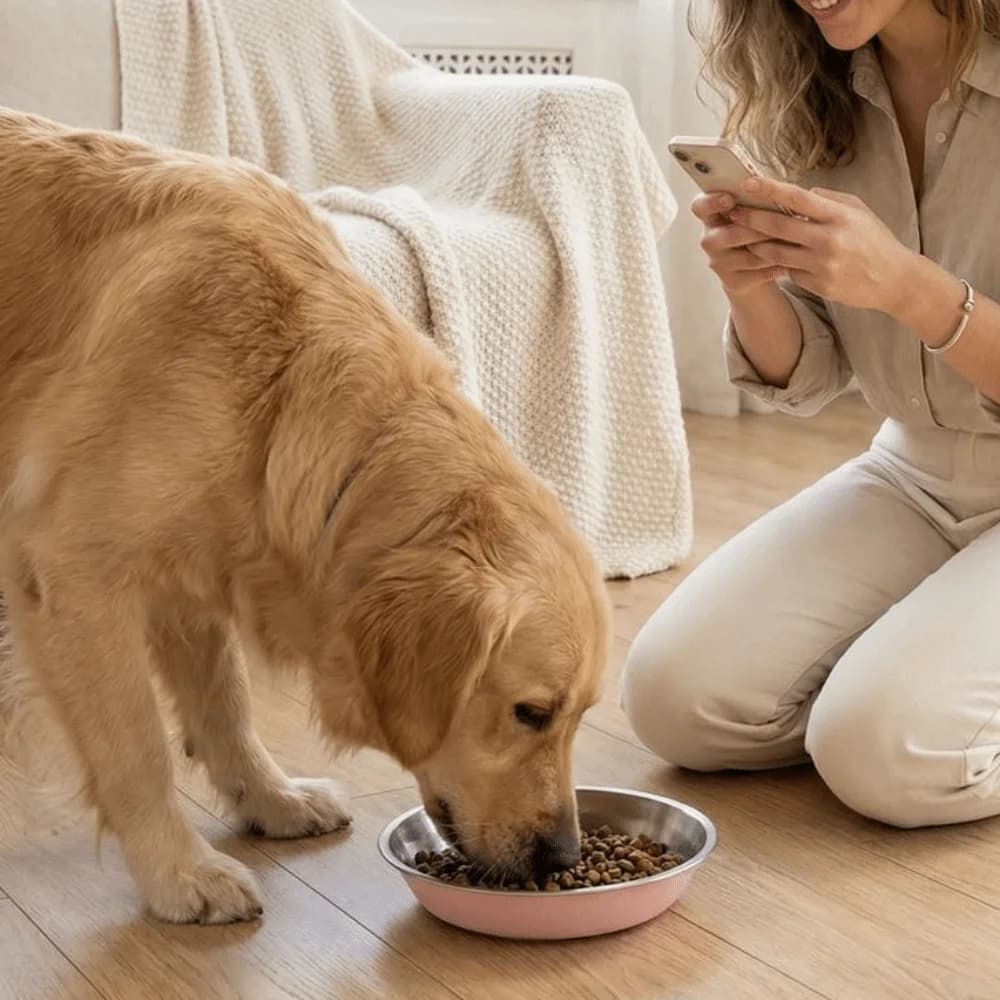Ciotola per Cani in Acciaio Inox a Bocca Larga, Antiscivolo e Antiribaltamento, con Base in Silicone, Impilabile, per Alimentazione di Cani e Gatti