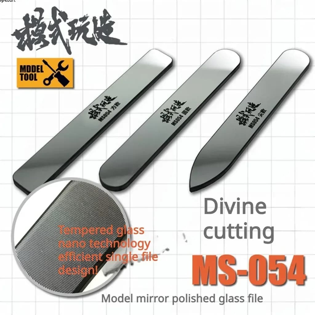 MS054 Lima in Vetro Lucidato a Specchio 13.5x90mm, Strumento per Modellismo, per Gundam, Modelli Militari, Utensile per Hobby Fai-da-Te