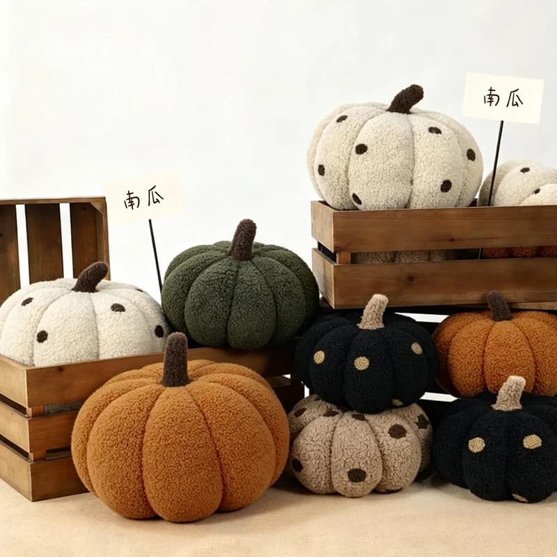Cute Pumpkin Throw Pillow Polka Dot Stuffed Pumpkin Plush Cushion Halloween Thanksgiving Home Decor Sofa Ornament Gift