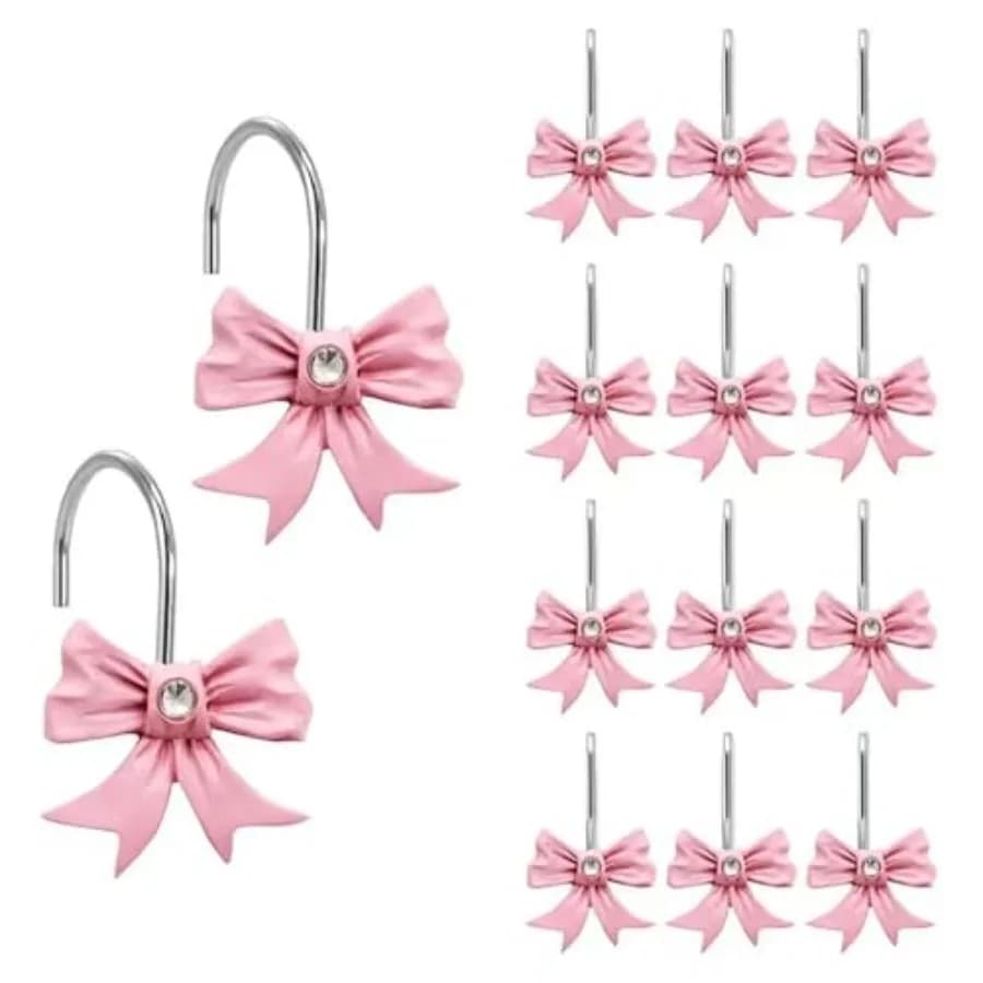 Ganci decorativi per tende da doccia Papillon Ganci resistenti Rt Anello da doccia scorrevole Appendi il supporto Bling per il bagno Confezione da 12