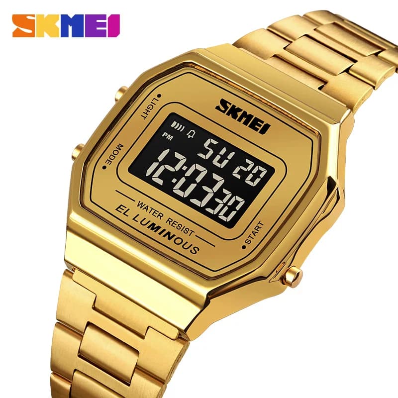 SKMEI orologio digitale casual per uomo donna semplice cinturino in acciaio inossidabile orologio da polso impermeabile allarme orologio elettronico reloj hombre