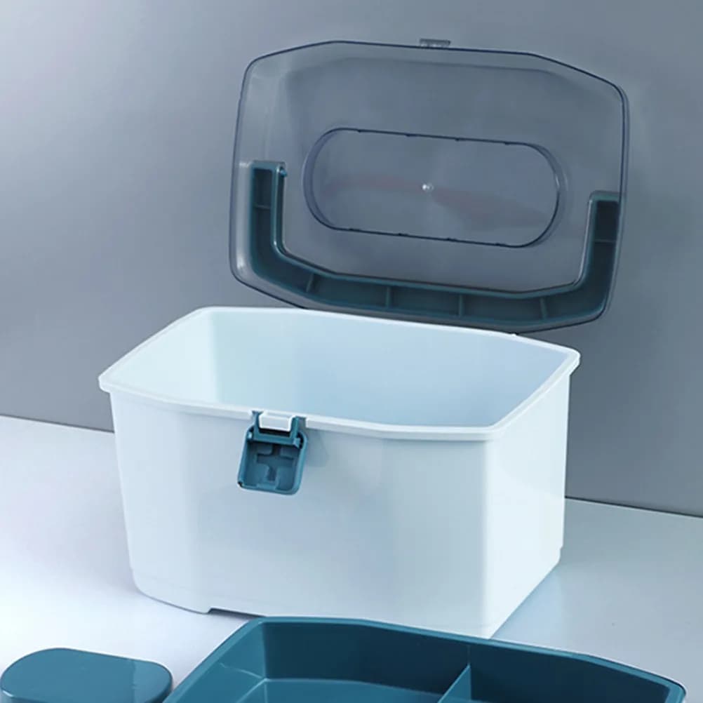 Organizzatore Trasparente in Plastica per Kit di Pronto Soccorso, Contenitore per Medicinali con Chiusura, Grande Capacità, per Emergenze Domestiche e Archiviazione da Scrivania