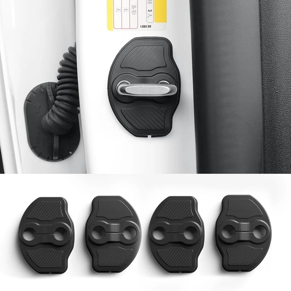For 2026 2025 Tesla Model Y Juniper Model 3 Door Lock Cover Protector Carbon Edition Door Lock Latches Stopper Cover Entry Guard