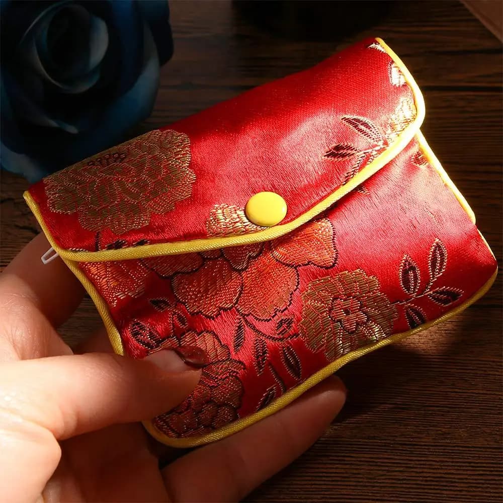 Purse Silk Embroidery Container Floral Buckle Brocade Chinese Coin Purse Zipper Wallet Jewelery Bag Jewelery Storage Handbags