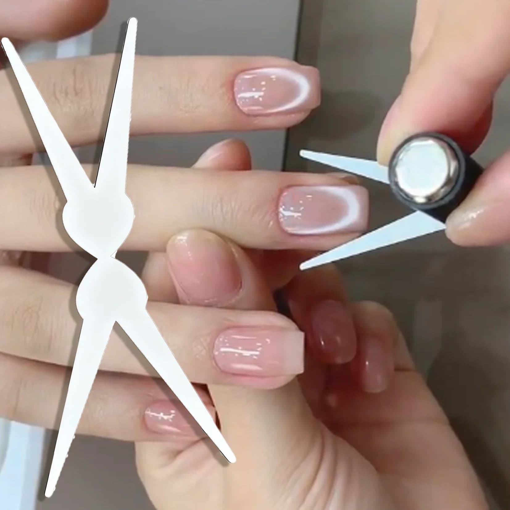 Set Magnete per Nail Art Francese a Doppia Testa, Combinazione di Barre Magnetiche Effetto Occhio di Gatto, Magnete per Smalto Gel Effetto V per Nail Art Fai da Te
