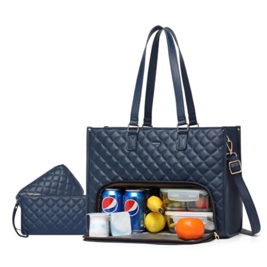 Set di 3 borse porta pranzo per donna, borsa da lavoro per laptop da 15,6 pollici con scomparto termico per il pranzo, borsa per computer.