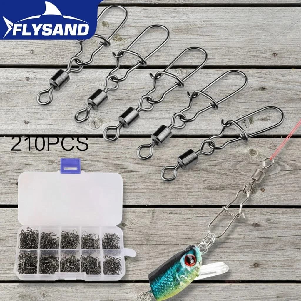 Fishing Spins with Coastlock, 210 Pieces, High Strength from 26lb to 66lb, Rotating Spins Box, Fishing Accessories