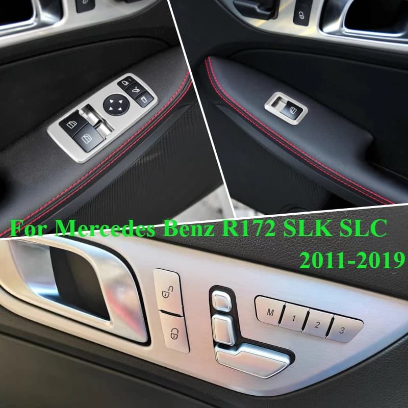 Utilizzato per Mercedes-Benz 2011-2019 R172 SLK200 SLC300 260 clacson per porta modificato, striscia di rivestimento del pannello dei pulsanti della finestra