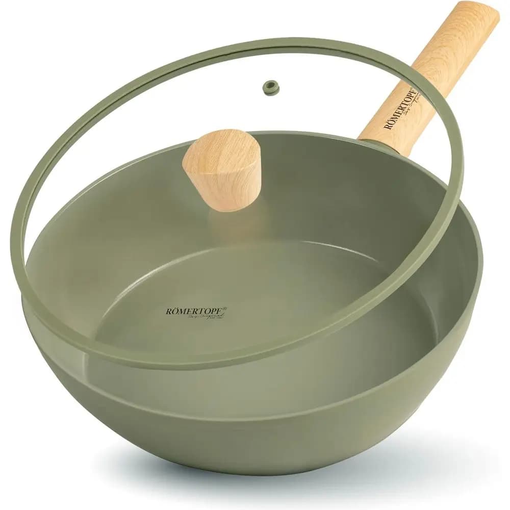 10 Dustproof pan with Cover – Wok Background for Sweat or Cooking – Anti-stick pans – Compatible with Induction, Non-toxic