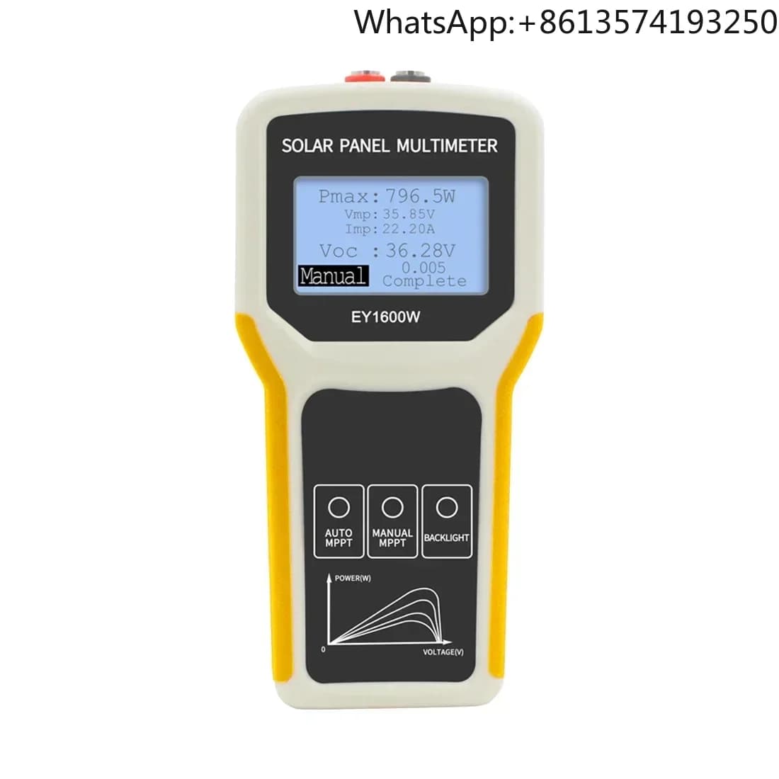 Tester Solare EY1600W MPPT con Display LCD, Kit Tester per Pannelli Fotovoltaici, Multimetro Digitale Intelligente per Corrente e Tensione, Tester di Potenza Solare VOC