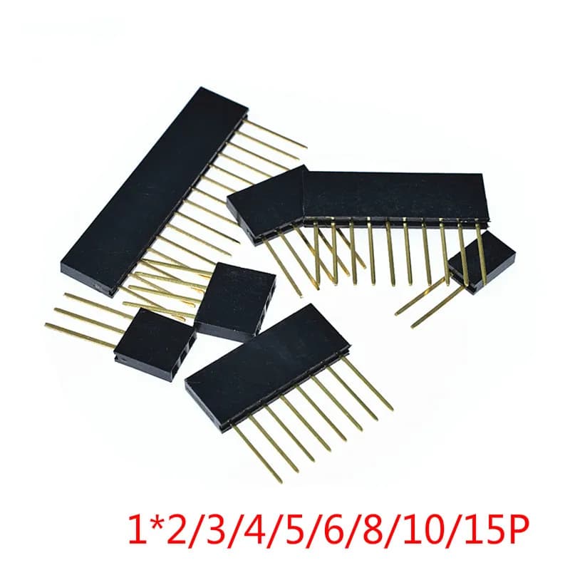 10 Pezzi Connettore Femmina a Fila Singola 2.54mm con Pin Lunghi 11mm, Connettore a Pin Header Staccabile per Scheda PCB 1*2/3/4/6/8/10/15 Pin per Arduino