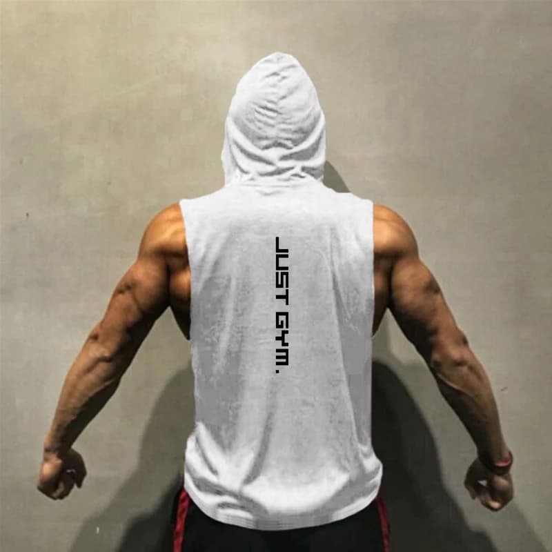 Muscleguys Gym Abbigliamento Fitness Uomo, Gilet con Cappuccio per Bodybuilding, Canotta Sportiva Senza Maniche, Top in Cotone con Cappuccio