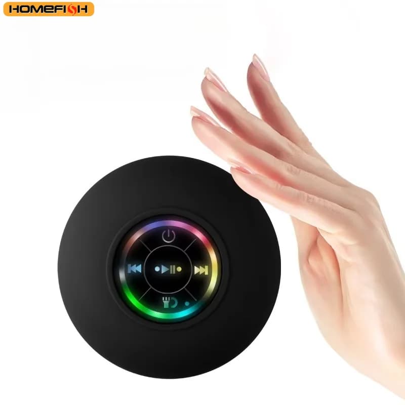 HOMEFISH 2025 Nuovo bagno impermeabile senza fili LED ventosa Mini altoparlante Bluetooth Altoparlanti stereo portatili per sport all'aria aperta