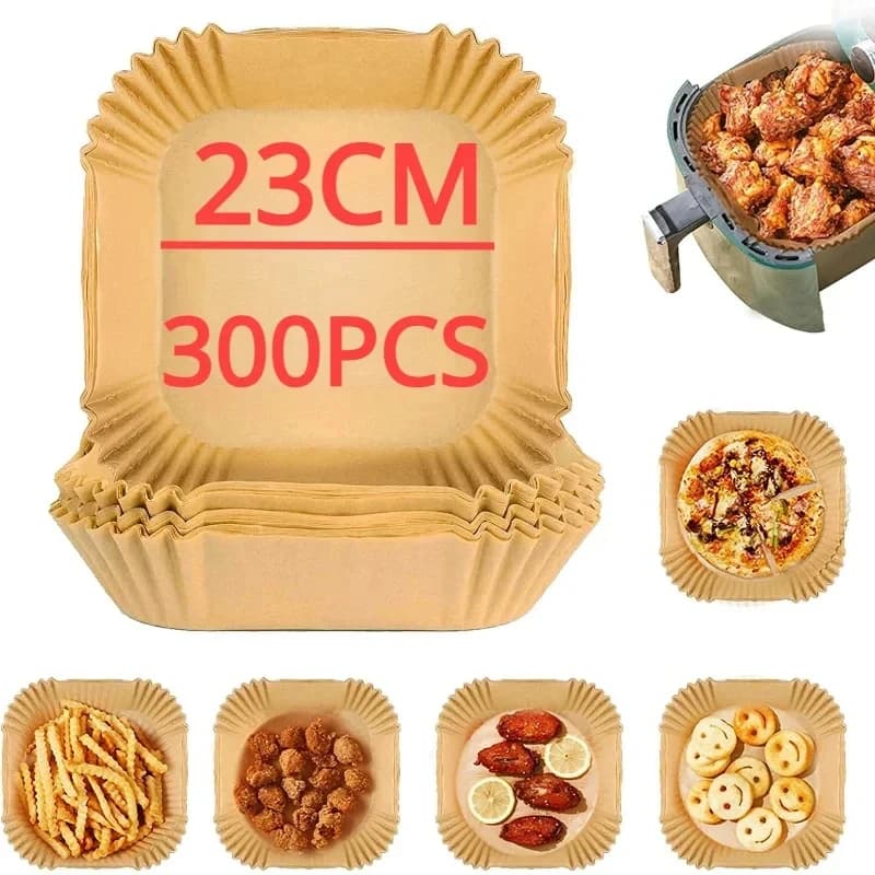 50-300 pezzi di carta da forno per friggitrice ad aria per piastra barbecue forno quadrato pad 23/20/16 cm AirFryer rivestimento di carta usa e getta a prova di olio