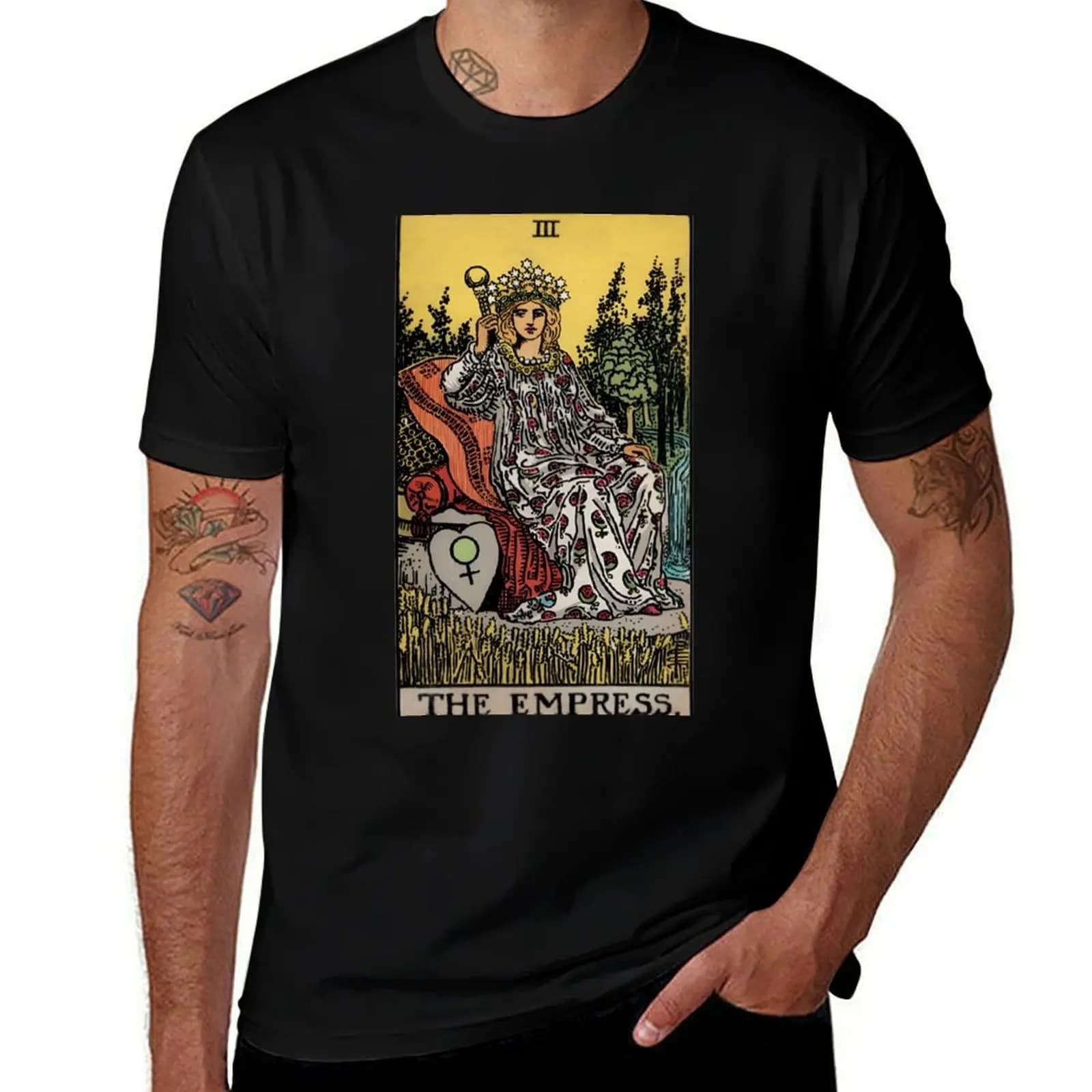 T-shirt The Empress Rider Tarot Card T-shirt basic a maniche corte in misto cotone