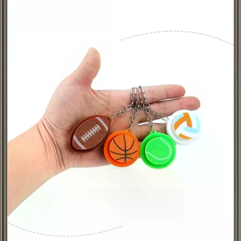1 Pezzo Giocattolo Antistress Stampato in 3D, Mini Pallone Sportivo Portachiavi (Basket, Tennis, Pallavolo, Calcio) per Bambini e Adulti