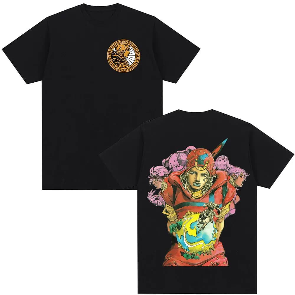 T-shirt Anime Jojo Bizarre Adventure Johnny Joestar STEEL BALL Run, Nuova Collezione Estate 2026, T-shirt Casual da Uomo in Cotone Oversize alla Moda