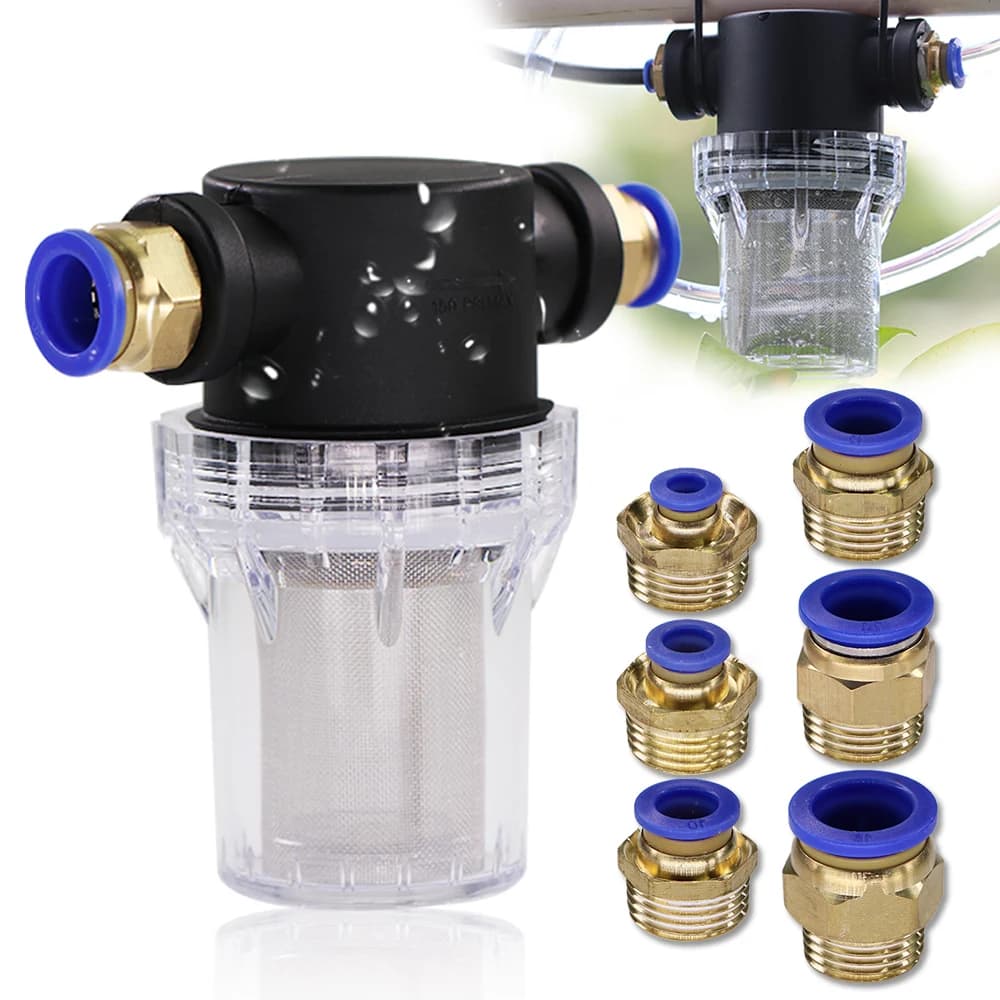 1/2 "6-16mm Tubo di Irrigazione da Giardino Filtro Raccordi per Tubi di Irrigazione Ottone Slip Lock Inserto Rapido Connettore Filtro Maglia Caffettiera