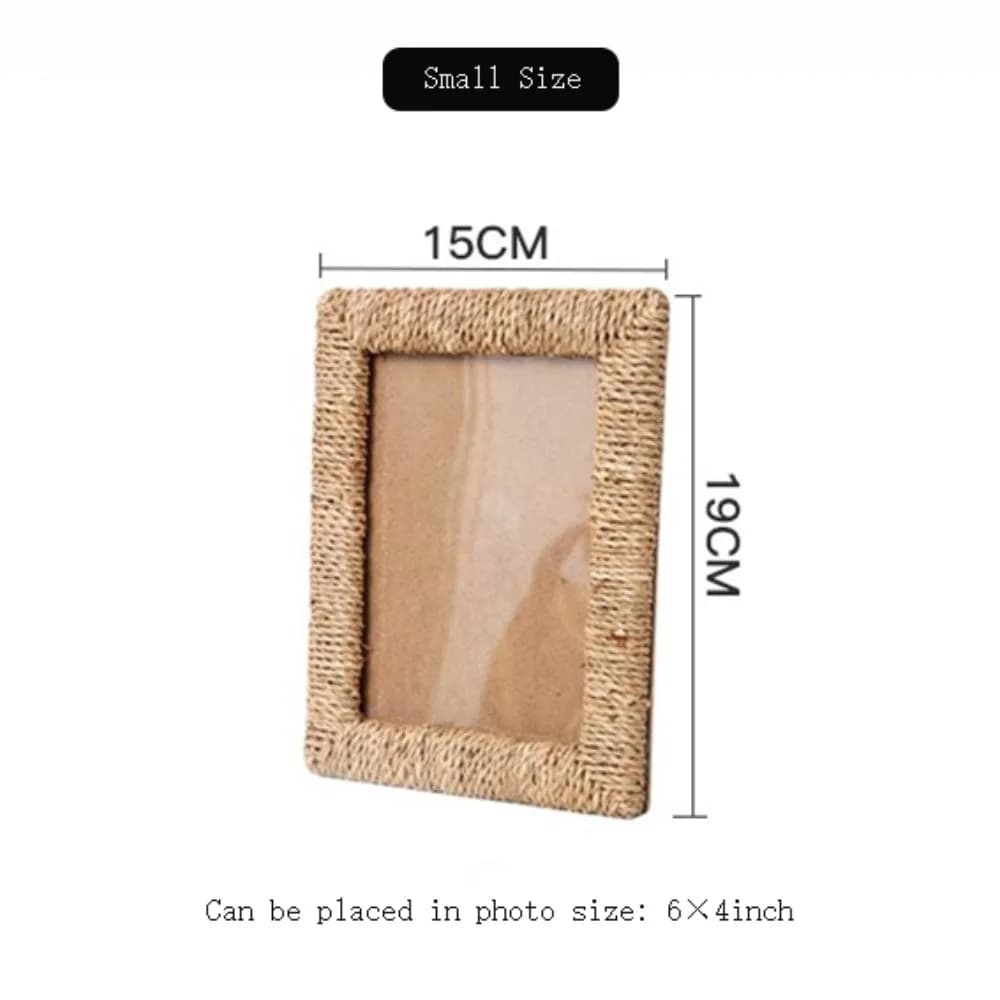 4×6 / 5×7 inch Rattan Picture Frame Handmade Rustic Wicker Picture Frame Boho Style Natural Tabletop Photo Frame Home Decor