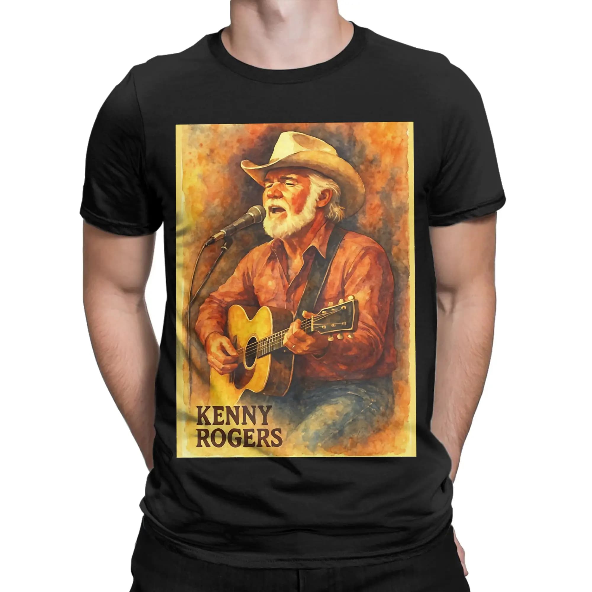 Vintage Pop Culture Classic Kenny Rogers Funny 100% Cotton T-Shirt Tops Tees For Men