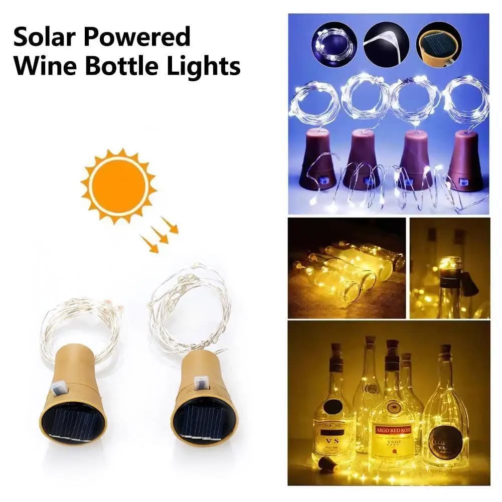 Luci per bottiglie di vino con tappo in sughero LED a forma di sughero Filo d'argento Mini luci a corda fata colorate (senza bottiglie) per decorazioni per feste fai da te