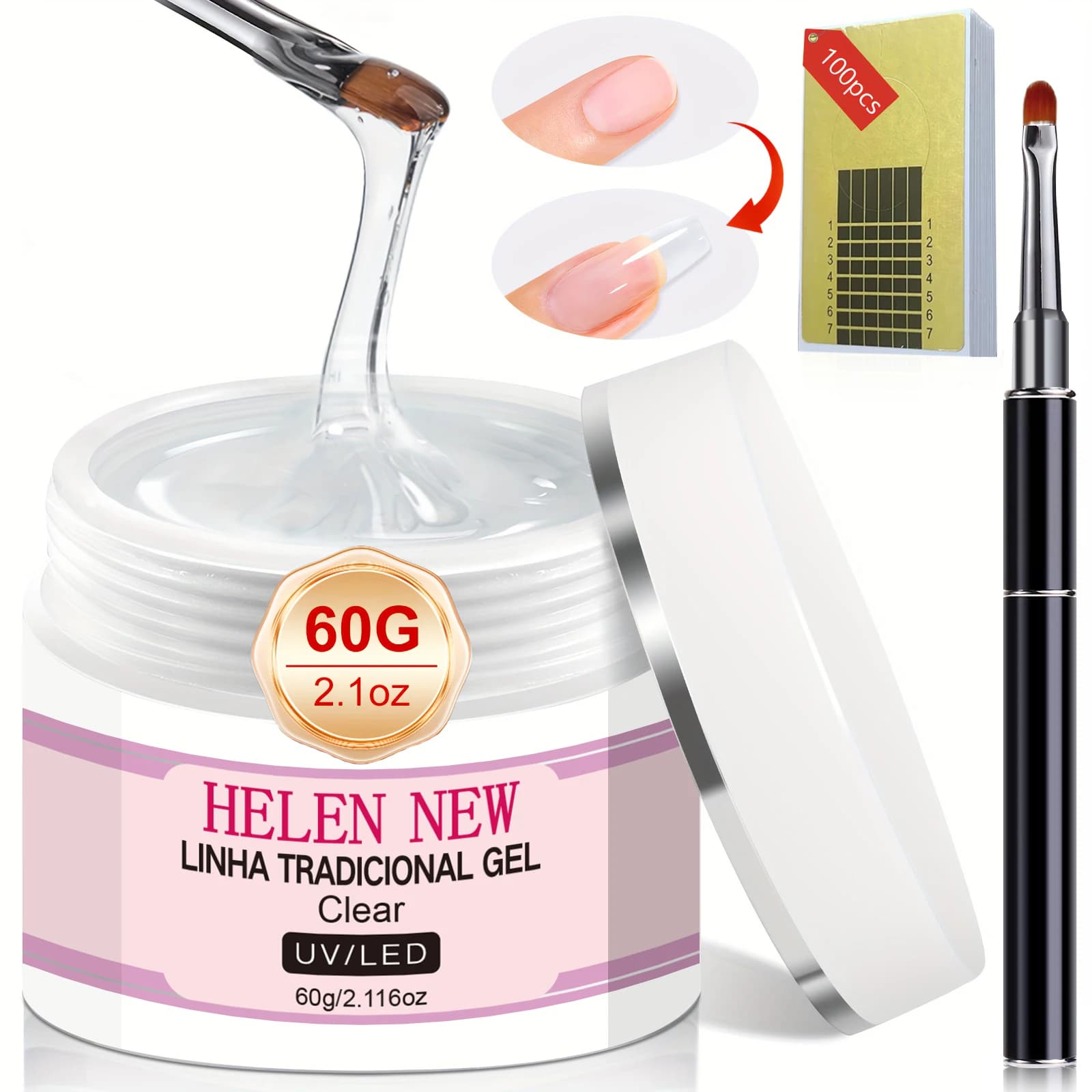Kit per unghie in gel Builder - Gel duro per set di estensioni delle unghie con pennello per modellare le unghie in gel adatto per principianti Fornitori per unghie fai-da-te