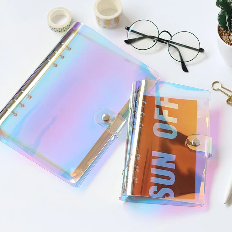 Raccoglitore laser in PVC A5 A6 Notebook allentato Diario Copertina sciolta Sinistra Note Book Planner Cancelleria Forniture per ufficio scolastico