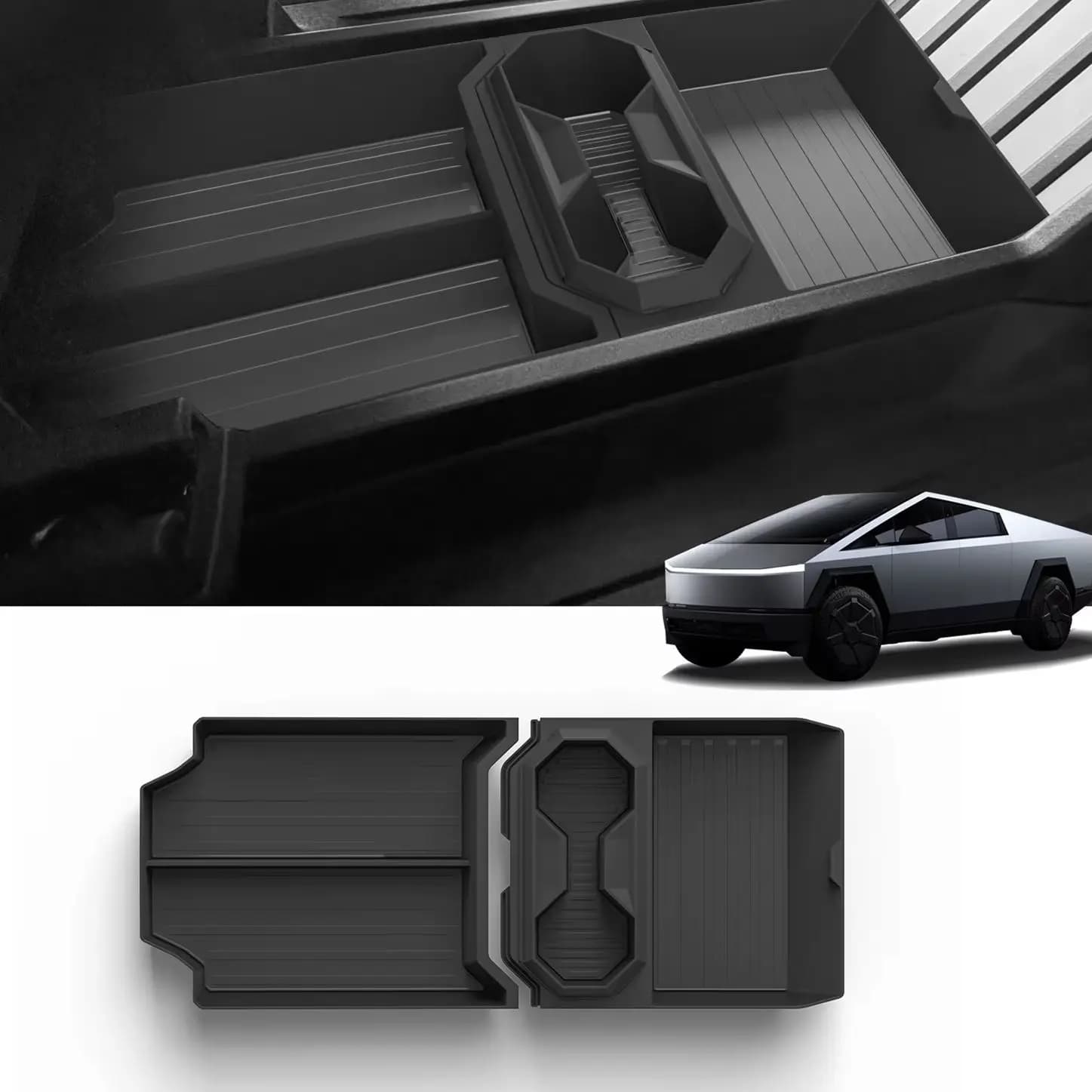 ZUNDUO per Tesla Cybertruck 2024 2025, Scatola Portaoggetti Inferiore per Console Centrale, Accessori Auto, Portabevande, Vassoio Organizzatore