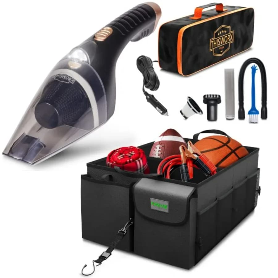 Pacchetto organizer per bagagliaio nero per aspirapolvere + drive per auto ThisWorx