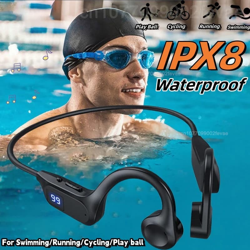BMAD Auricolare Bluetooth a conduzione ossea IPX8 Auricolare da nuoto wireless impermeabile con microfono Scheda SD Plug-in X7 Auricolare sportivo 2025