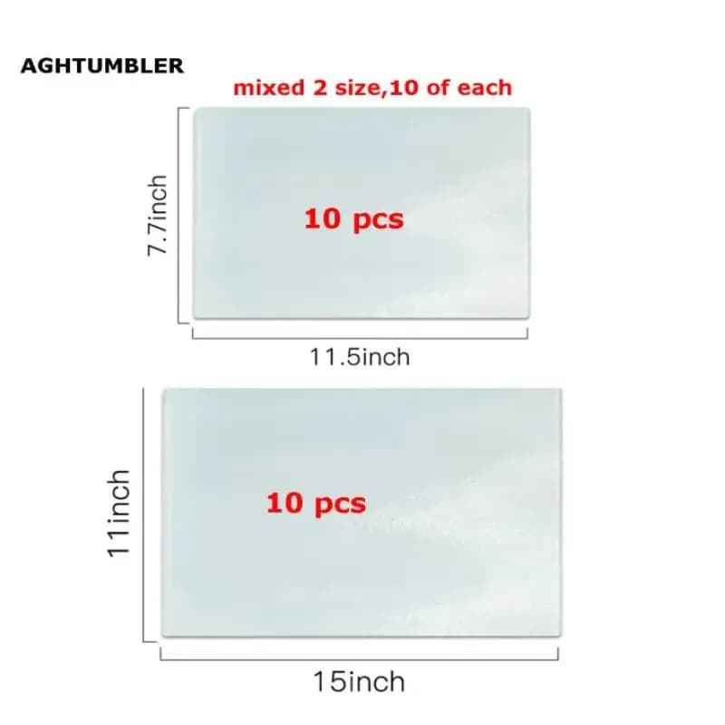 20 Pezzi di Taglieri in Vetro Trasparente per Sublimazione, 10 Pezzi 7.7x11.5in e 10 Pezzi 11x15in, Utensili da Cucina Sicuri per Alimenti, Regali Perfetti