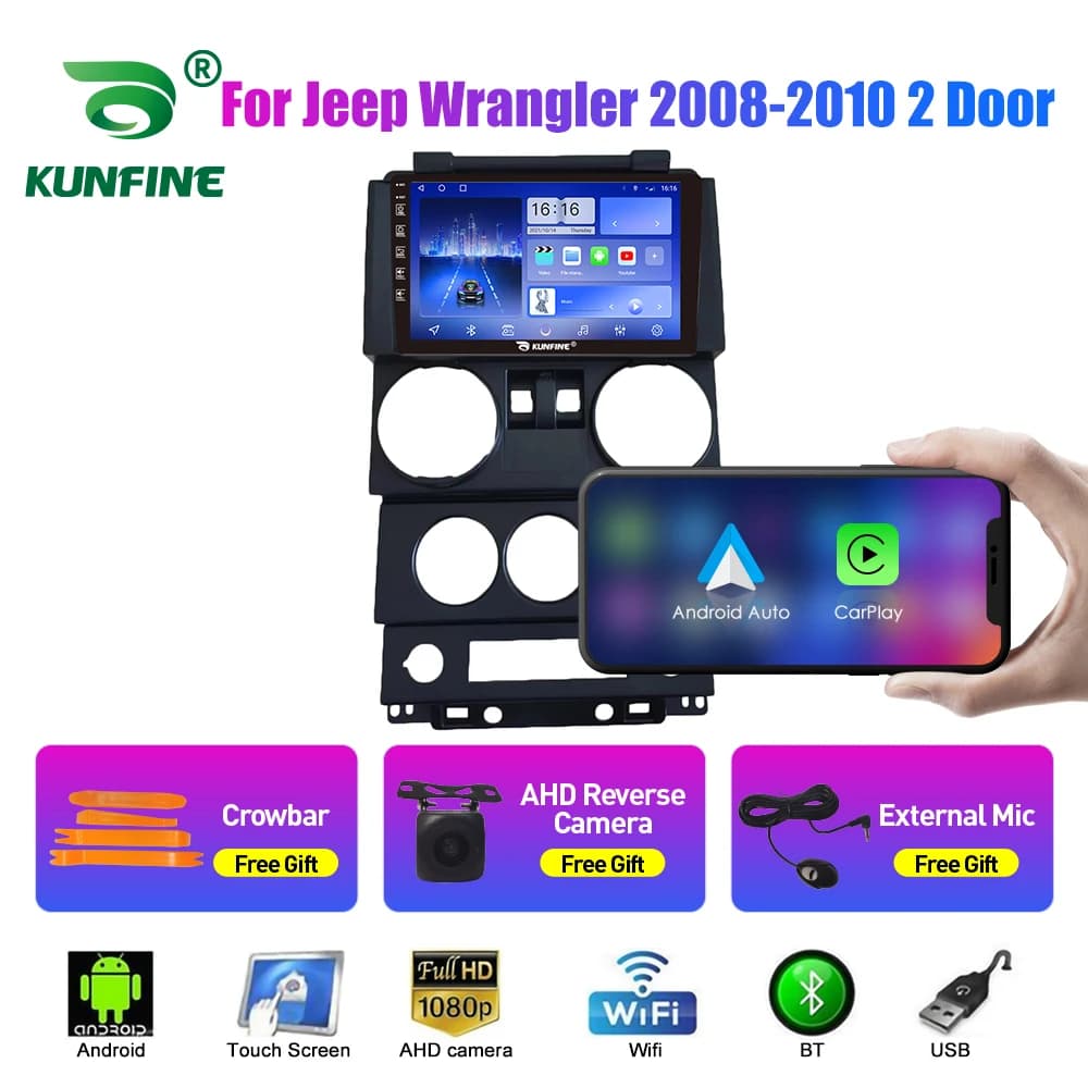 2Din Android Autoradio Per Jeep Wrangler 2008-2010 Car Stereo GPS Navigazione Video Player Carplay Android Auto BT WIFI 4G Hea