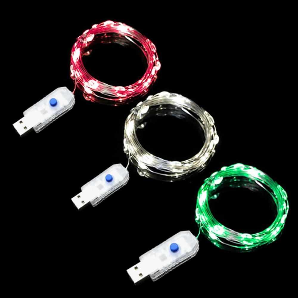 Luci fatate a filo di rame a Led luci a stringa a LED alimentate tramite USB ghirlanda impermeabile per esterni per la decorazione fai da te di nozze per feste di natale