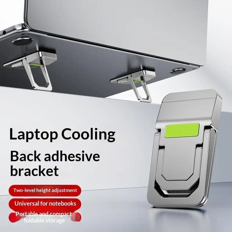 【New】2PCS Mini Foldable Laptop Stand Portable Keyboard Riser With 2 Adjustable Angles Self-Adhesive Invisible Notebook Stand