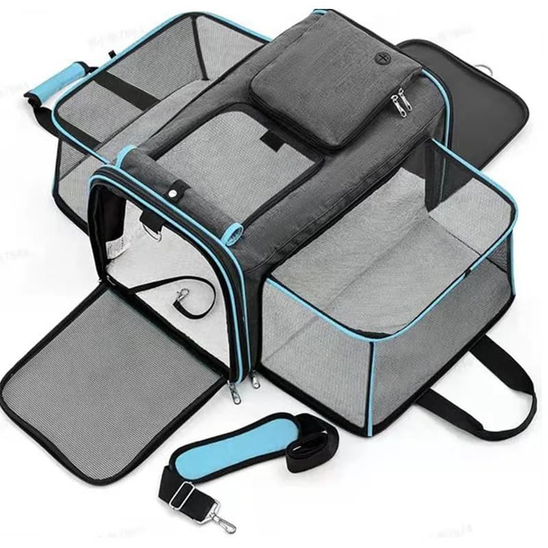 Expandable Pet Carrier Bag, Portable Travel Handbag for Cats & Small Dogs, Breathable Car-use Pet Bag
