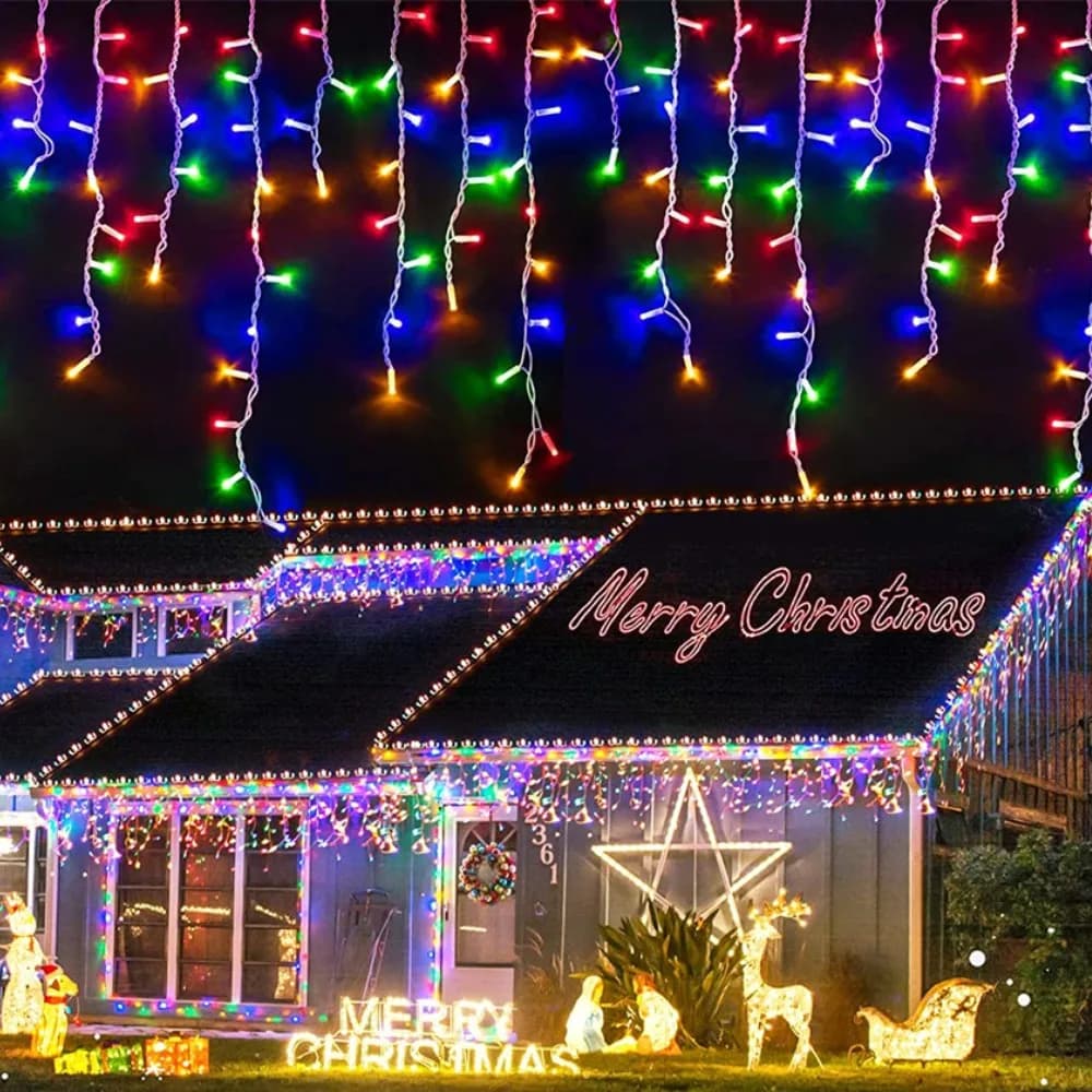 Luci natalizie decorazione per esterni 5m Droop 0.4-0.6m Led tenda ghiacciolo luci stringa giardino luci Decorative per feste di natale