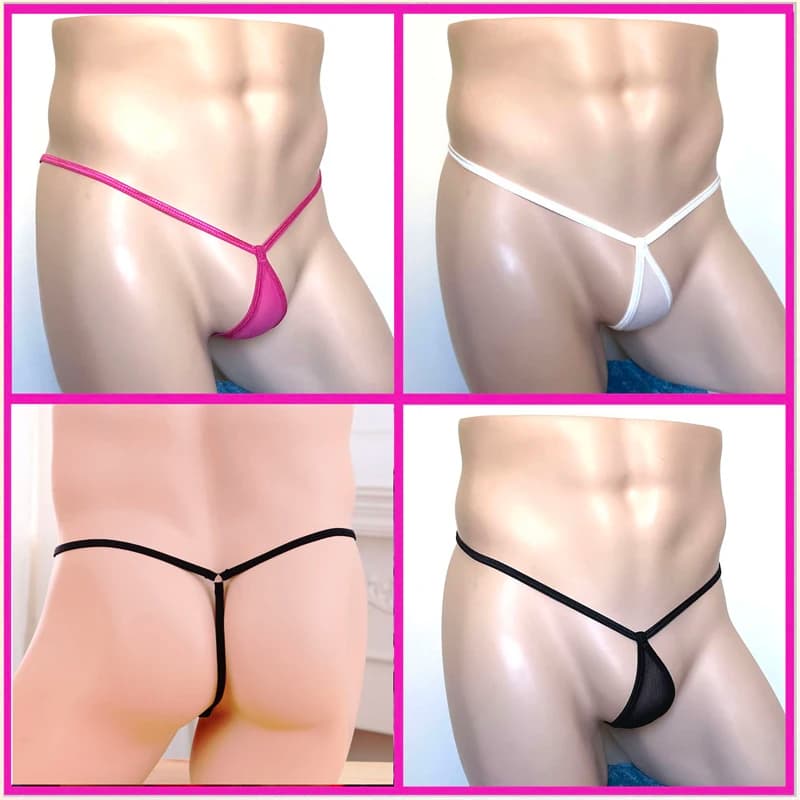 new Men's Mini Thong Adjustable Underwear Ice Silk Mini Penis Pouch G-string Panties Erotic Gay Wear gay underwear jockstrap men