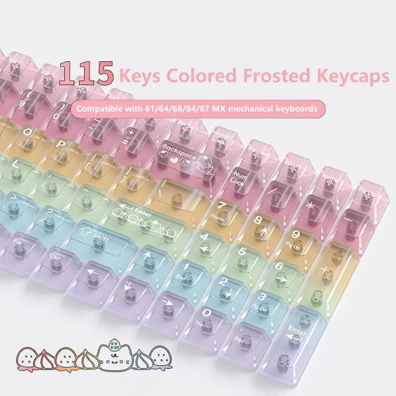 Set of 115 PC Keyboards with Cherry Profile, Grinded Effect and Color Gradient, for Mechanical Keyboards 61/68/87/108 MX
