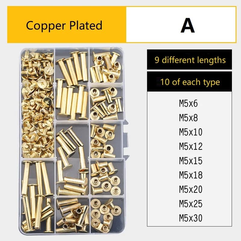 Phillips Chicago Screws Binding Screws Posts Assortment Kit for Scrapbook Photo Albums Binding and Leather M3 M4 M5 M6