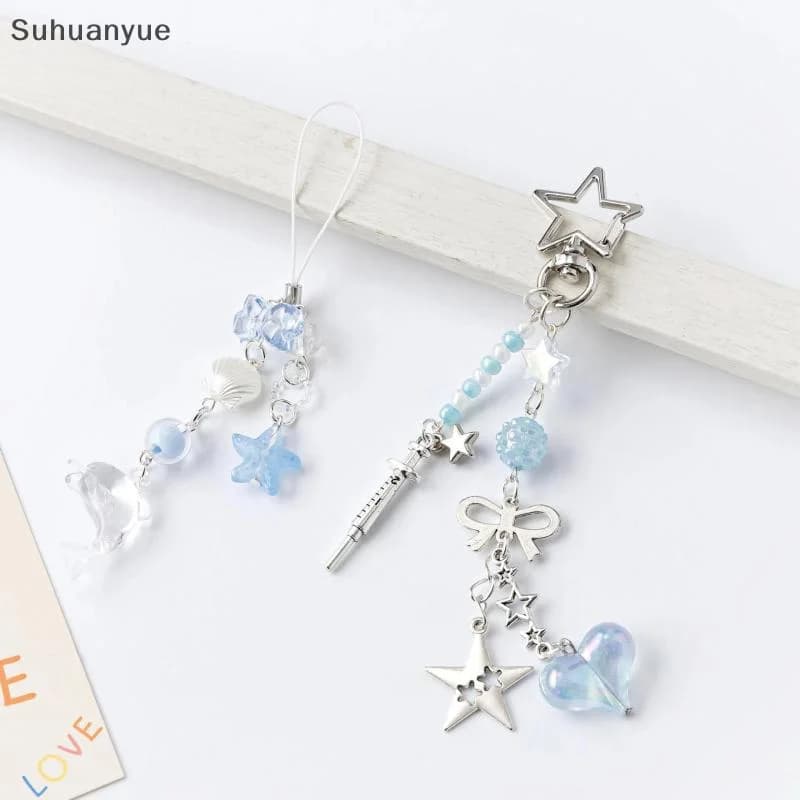 Simpatico portachiavi con ciondolo con perle di delfino, catena per cellulare con perline alla moda, dolce e squisito zaino, decorazione, accessori, regali
