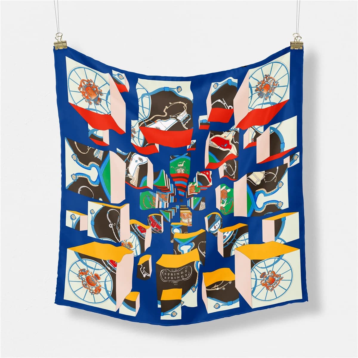 53cm Brand Design Wheel Silk Scarf 2024 New Small Square Scarf Woman Luxury Bandana Headband Hijab Foulard Neckerchief For Lady