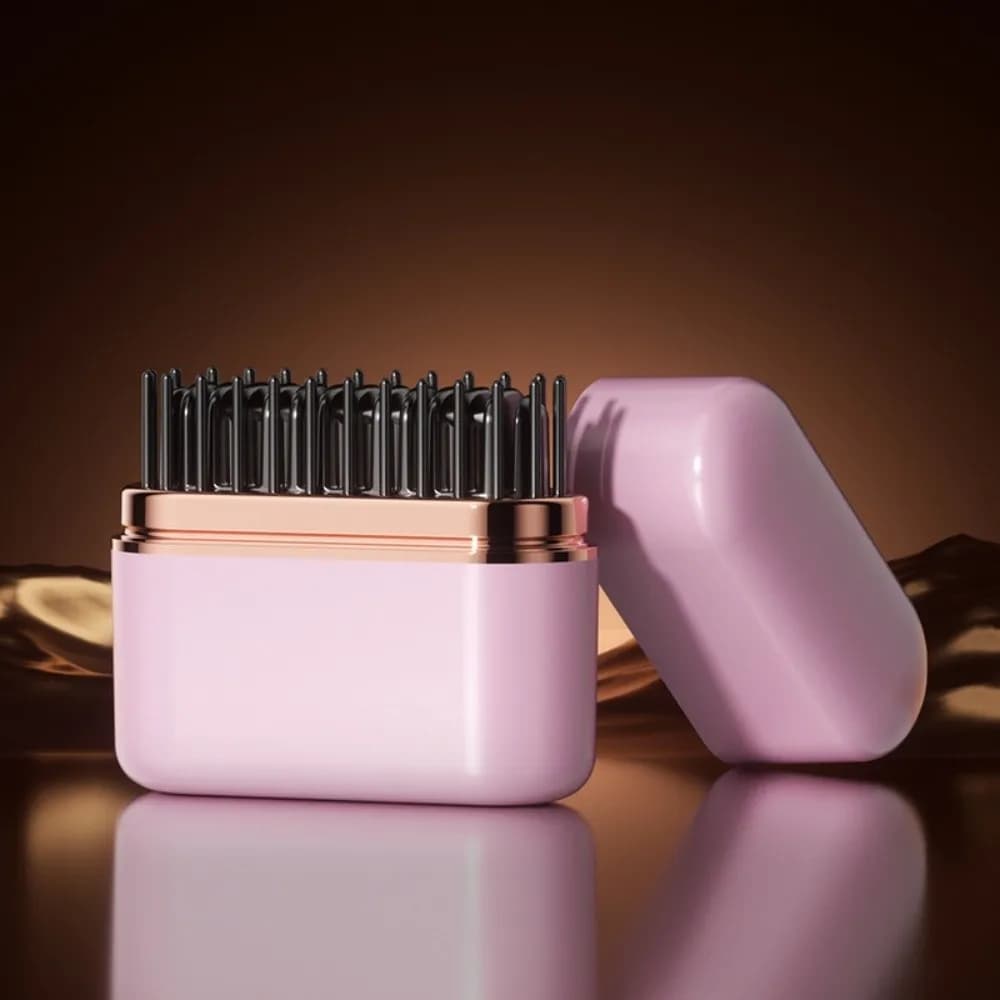 Piastra Lisciante Mini Senza Fili 2 in 1, Pettine Riscaldante Ricaricabile Anti-Scottatura con 3 Impostazioni di Temperatura, Riscaldamento Rapido, Spazzola per Capelli Crespi