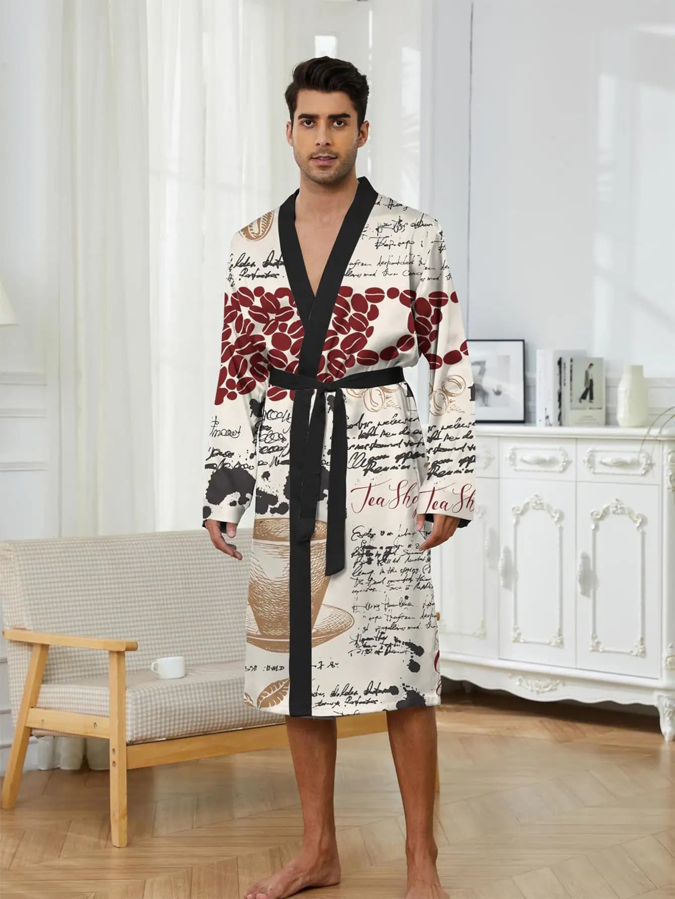 1pcs Men's Robes 2026 Spring/Summer Breathable Graphic Shower robe Bathrobe men 3D Printed Robes dressing gown Robe man