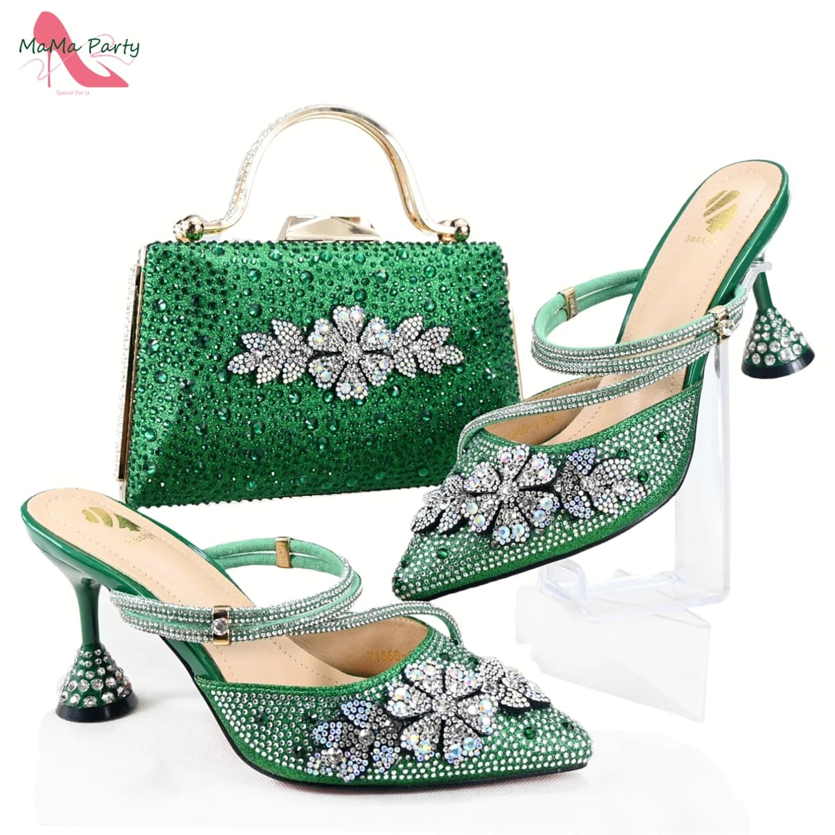Colore verde Autunno Inverno INS Vendita calda Scarpe da donna italiane in stile maturo Set di borse abbinate per feste in giardino