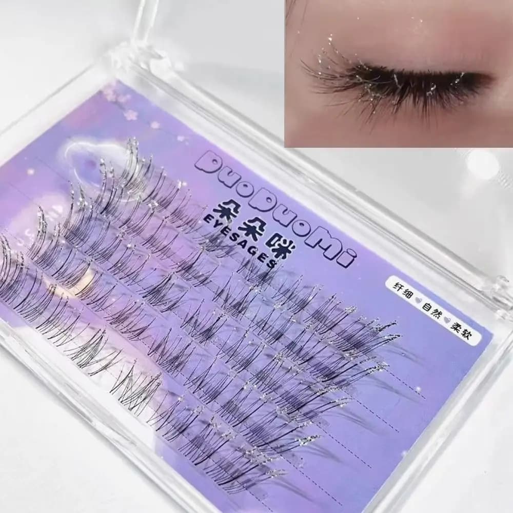 New Faux Eyelashes Singole with Sparkling Strass, Wispy Style Voluminous Cyuffs, Grape Eyelash from Natural Appearance, Faux Cils for Make Eyes