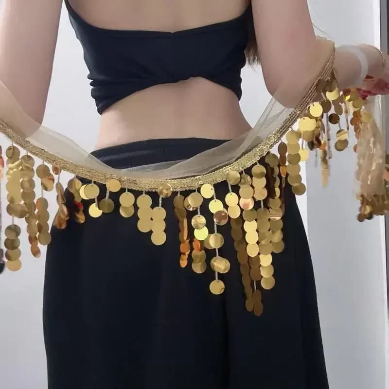 Fashion Sequins Tassels Waist Chain For Women Girls Belly Dancing Jazz Dance Hip Hop Belt Waist Accessories