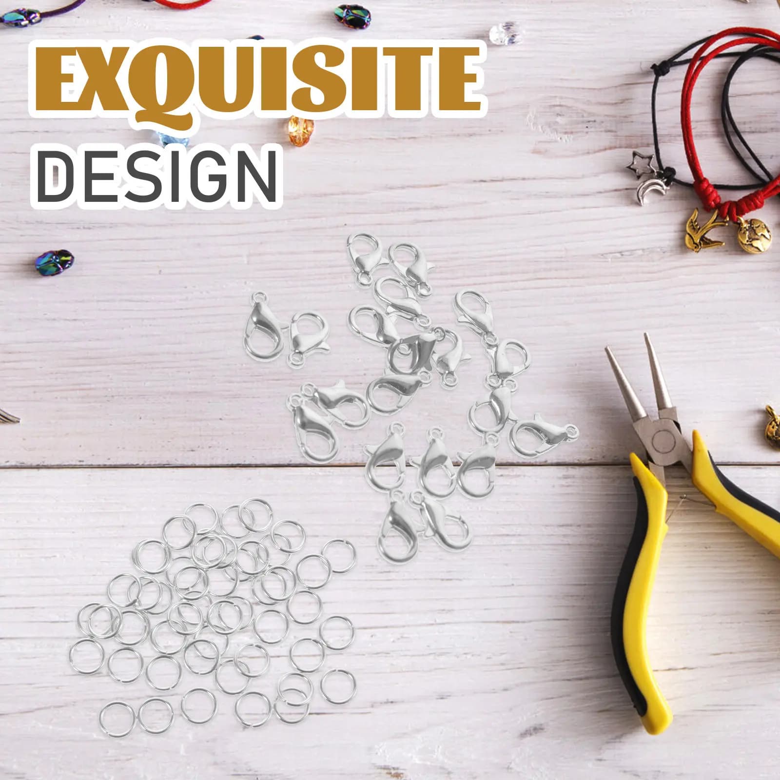 1 scatola di kit essenziali per la creazione di gioielli, componenti in ferro, collane, bracciali, forniture fai da te, gioielli resistenti allo sbiadimento, per uso a lungo termine