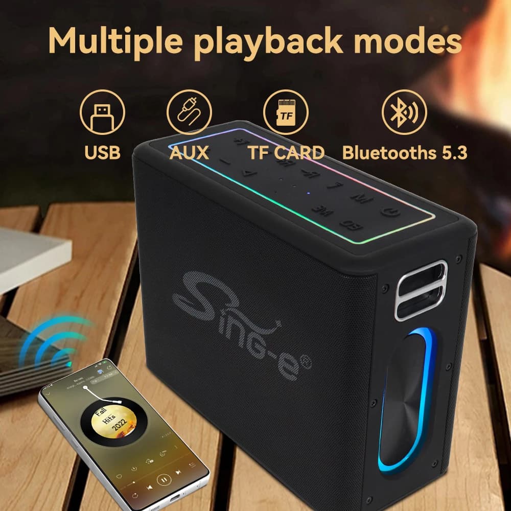 Soundbox ad alta potenza da 300 W Subwoofer portatile impermeabile esterno Altoparlante da ballo quadrato con doppio microfono Sistema Karaoke domestico