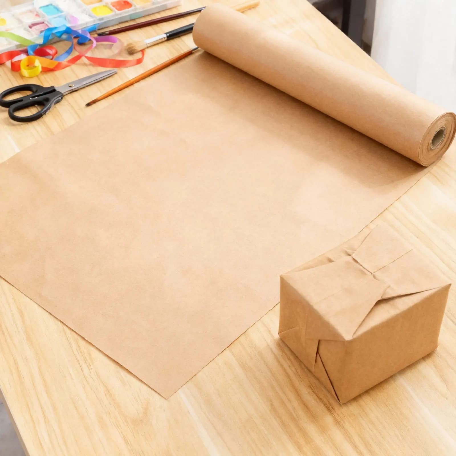 Premium Kraft Paper Roll Brown Gift Wrapping Paper for Floral Bouquets Party Gifts DIY Crafts Sketching Painting Origami