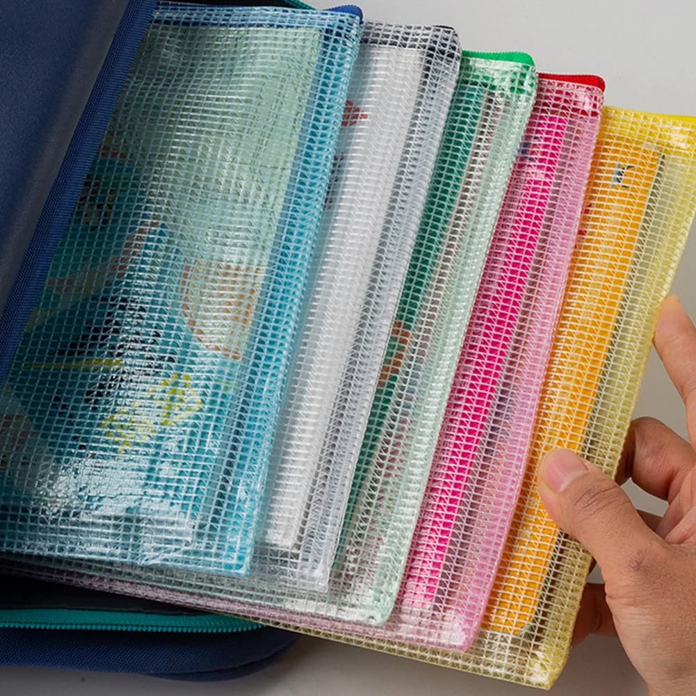 10 buste in rete con cerniera A5 A6 cartelle di file con cerniera in plastica organizer per documenti per forniture per ufficio scolastico borse da viaggio